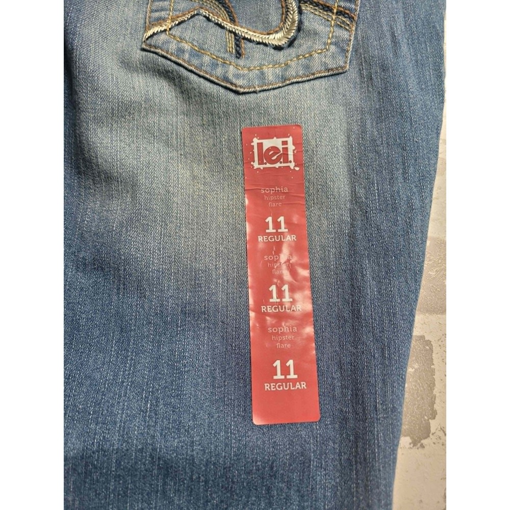 NEW LEI Sophia Hipster Flare Denim Jeans Juniors 11 Y2K NWT - Picture 10 of 11